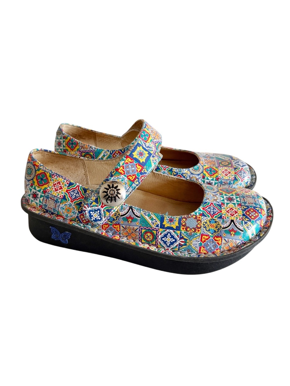Alegria Paloma Aztec Mosaic Tile Geometric Print Boho Mary Jane Shoes sz 36 EU